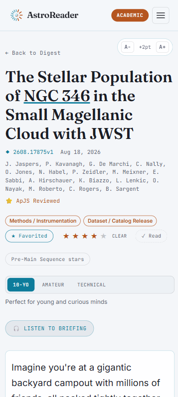 Article reader showing favourite and star rating