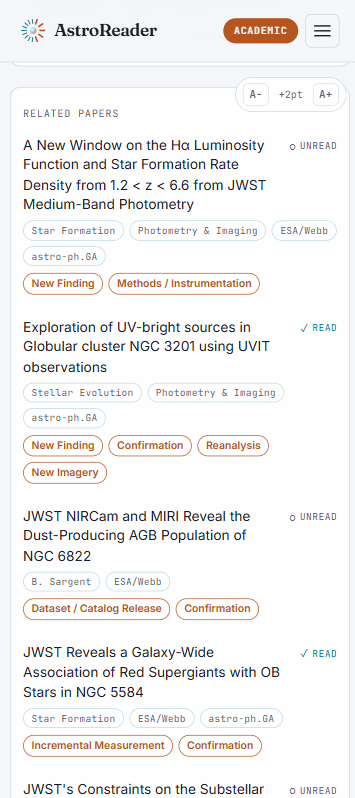Related papers panel on an article