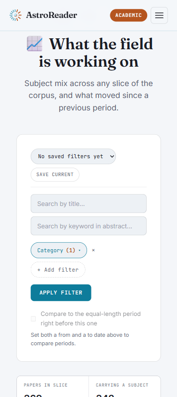 Research tool corpus comparison setup