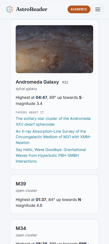 Tonight's Sky ranked list of visible objects