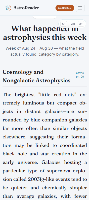 Weekly Recap page: what happened in astrophysics this week